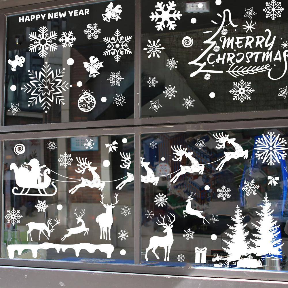 Hình ảnh cửa sổ Giáng sinh tự dính, Aivatoba Trang trí cửa sổ Giáng sinh Phòng trẻ em Ông già Noel Trang trí cửa sổ bông tuyết mùa đông Hình ảnh cửa sổ Giáng sinh