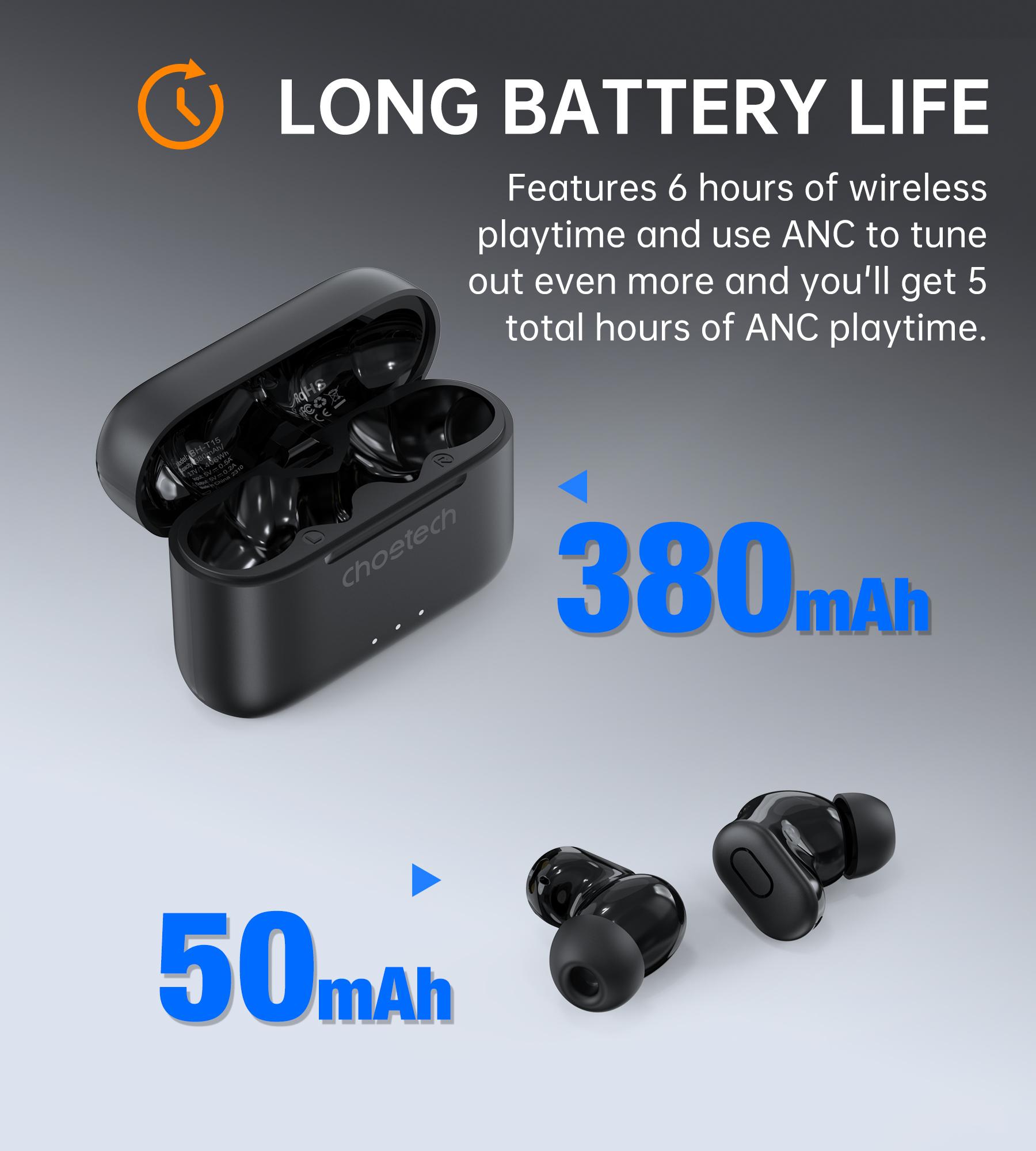 Tai nghe Choetech BH-T15 Bluetooth Chống Ồn Chủ Động True Wireless- hàng chính hãng