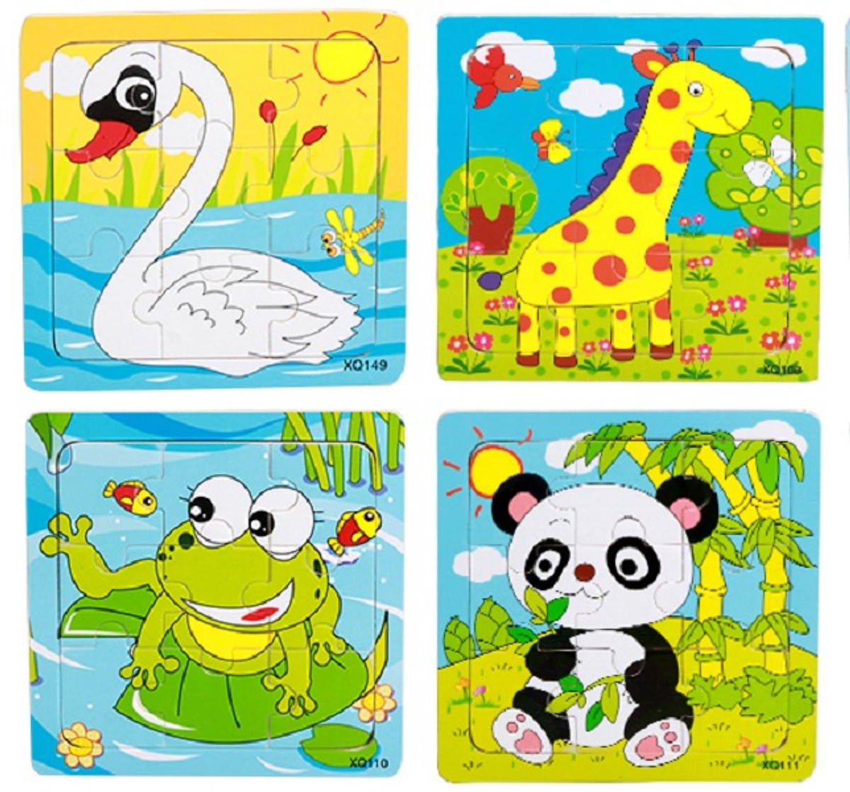 Combo 10 tranh ghép tranh 9 mảnh chất liệu gỗ PN -chủ đề động vật và phương tiện giao thông