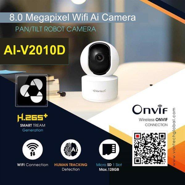 Camera IP WIFI Robot hồng ngoại không dây 8.0 Megapixel VANTECH AI-V2010D - HÀNG CHÍNH HÃNG
