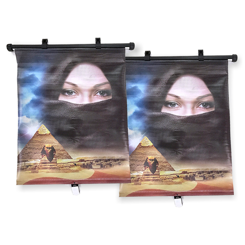 Combo 2 Tấm Che Nắng Ô Tô Cuộn Đôi CIND LH-N42 D7 Hình Đôi Mắt (42x55 cm)