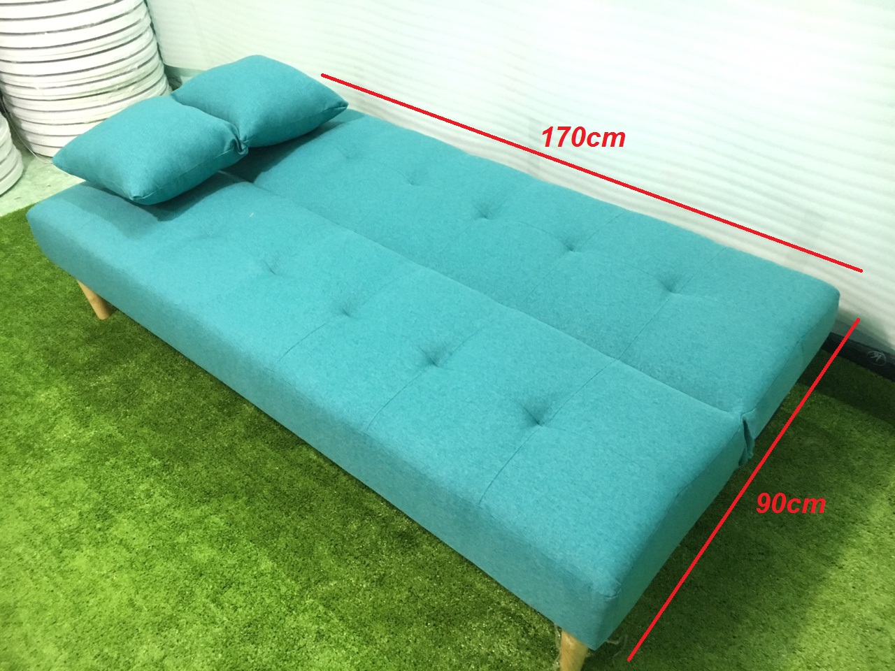 Sofa bed xanh ngọc bố XNB 1m7x90, sofa giường phòng khách, salon, sopha, sa lông, sô pha