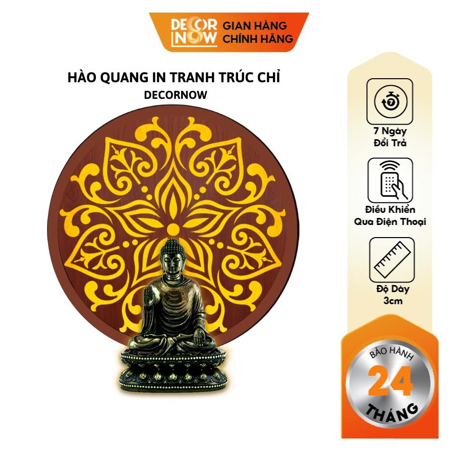 Đèn Hào Quang Phật In Tranh Trúc Chỉ CNC DECORNOW 30,40 cm, Trang Trí Ban Thờ, Hào Quang Trúc Chỉ VÂN GỖ DCN-TCC17