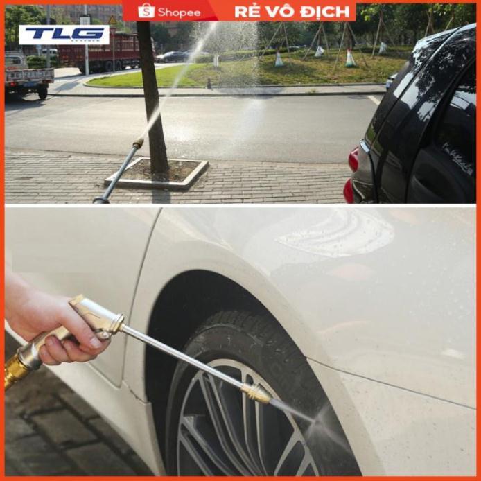 Bộ dây vòi xịt nước rửa xe, tưới cây . tăng áp 3 lần, loại 7m, 10m 206701-2 đầu đồng, cút, nối đen