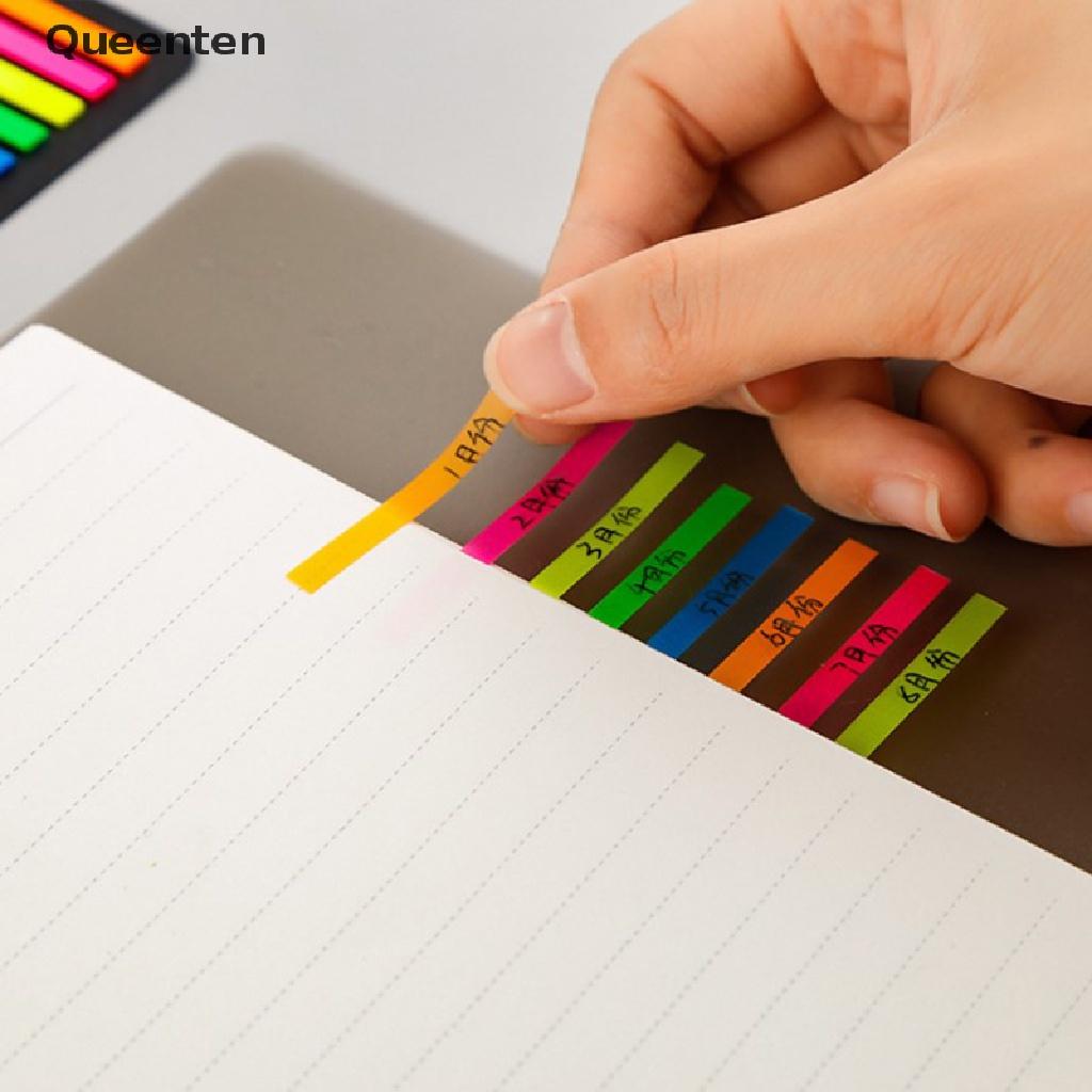 Queenten 160/300pcs Color Transparent Fluorescent Index Tabs Flags Sticky Note Stationery QT