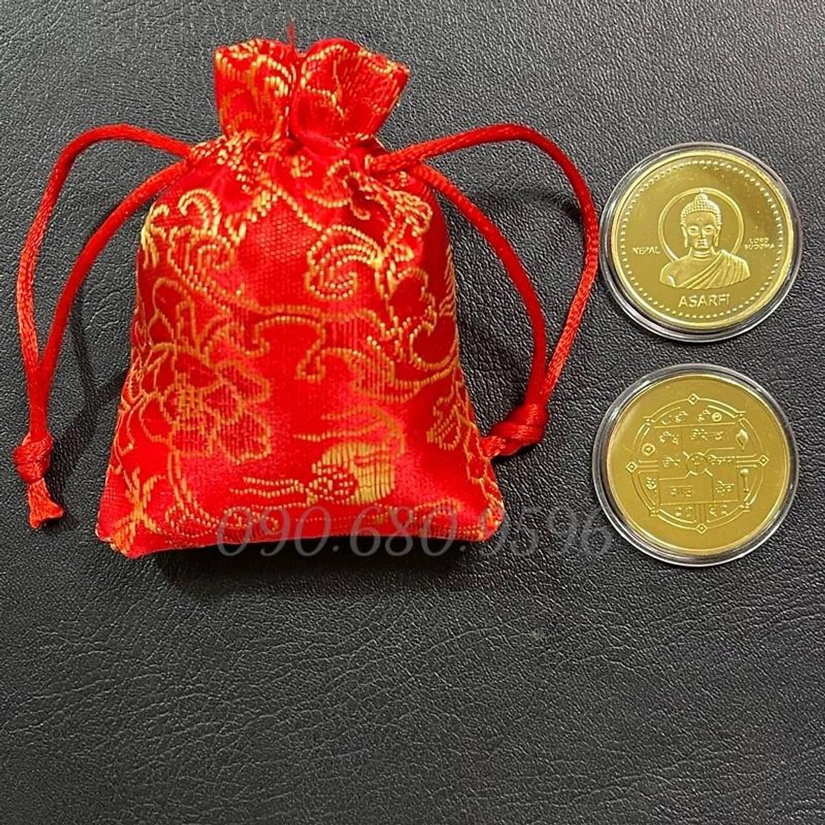 Đồng Tiền Xu ĐỨC Phật Thích Ca Phong Thuỷ May Mắn Của Nepal