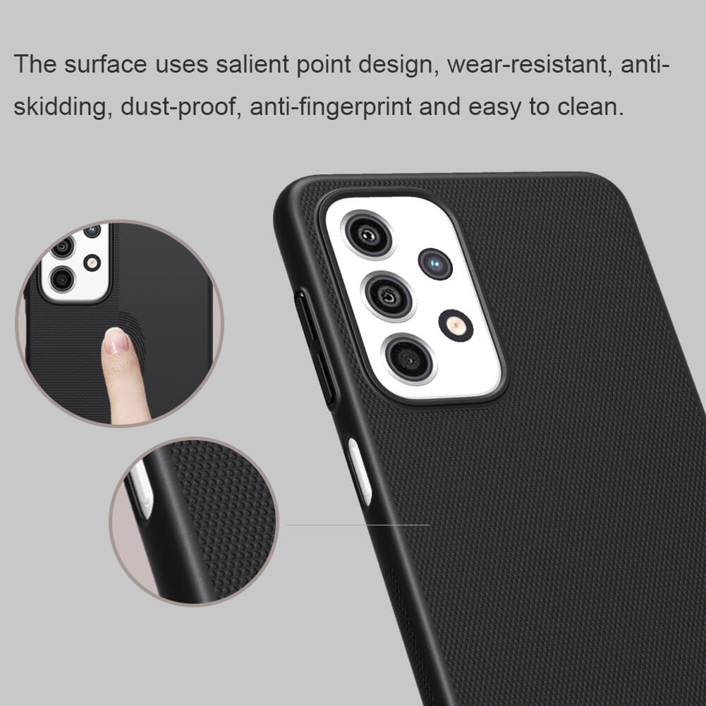 Ốp lưng sần chống sốc cho Samsung Galaxy A33 5G mặt lưng nhám hiệu Nillkin Super Frosted Shield (tặng kèm giá đỡ điện thoại) - hàng nhập khẩu