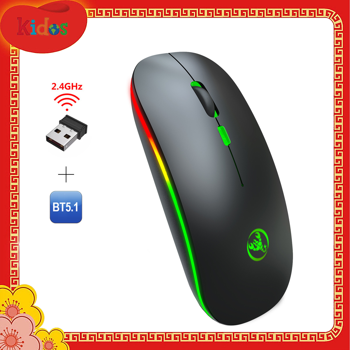 Chuột không dây Bluetooth, chuột không dây usb 2.4Hz HXSJ T18 - Hàng chính hãng