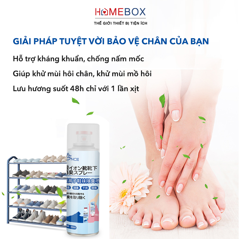 Chai xịt khử mùi giày dép Nano Bạc JYoohome, Bình xịt khử mùi hôi giày, hôi chân, mùi tất giúp loại bỏ vi khuẩn, ngăn mồ hôi - Hàng Chính Hãng