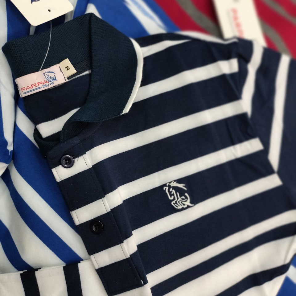 Áo Thun POLO Sọc Ngang Nam Cổ Phối Bo Thời Trang AS102