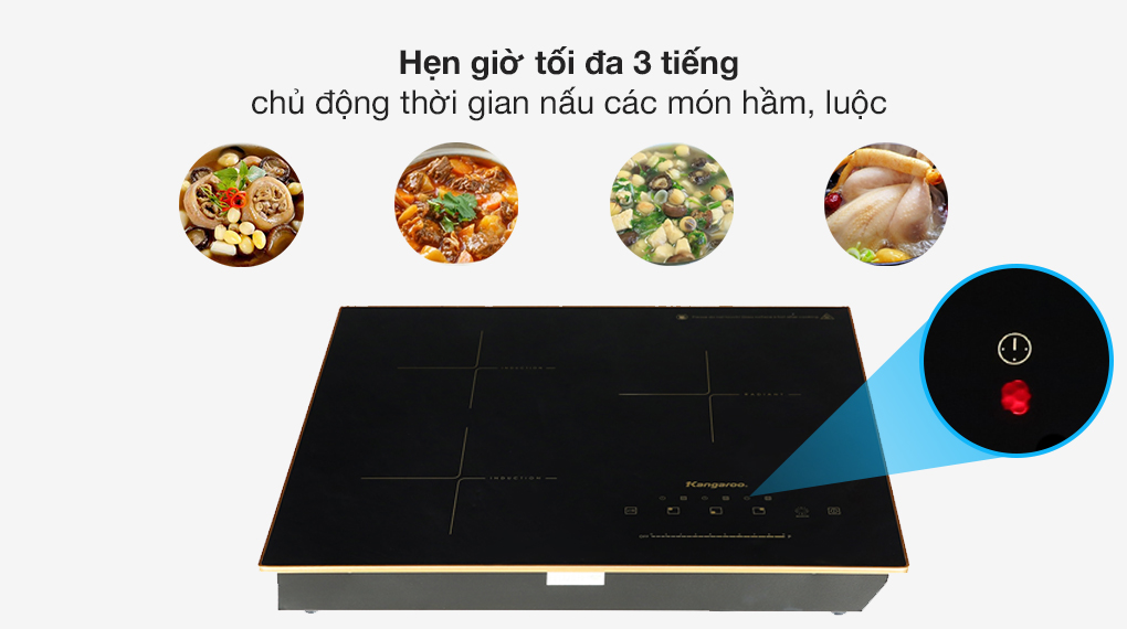 Bếp Từ Hồng Ngoại 3 Vùng Nấu Lắp Âm Kangaroo KG446i - Hàng Chính Hãng