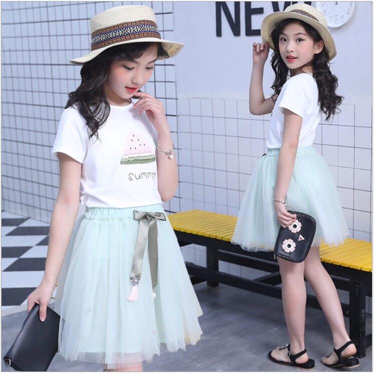 Set bộ hè bé gái, bộ quần áo bé gái đại, bộ hè cotton be gái, set trang phục sành điệu bé gái
