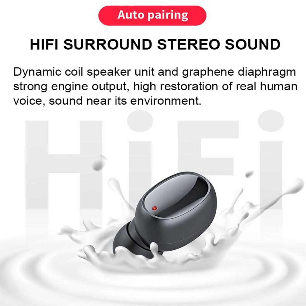 Waterproof Bluetooth 5.0 Headset Wireless Earphones Stereo Earbuds White