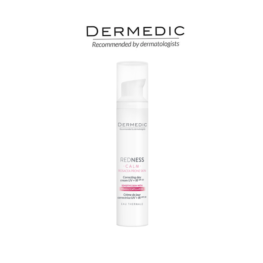 Kem ban ngày kèm SPF 20, giảm đỏ, giảm mao mạch Dermedic Redness Rosacea Prone Skin Correcting Day Cream UV+IR SPF20 40m