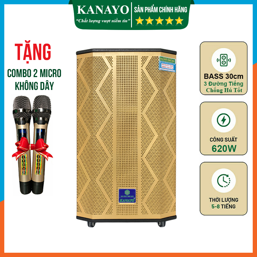 Loa Kéo Karaoke Kanayo K-650 Công Suất Lớn 650W 3 Đường Tiếng | Hàng chính hãng sản suất tại Việt Nam