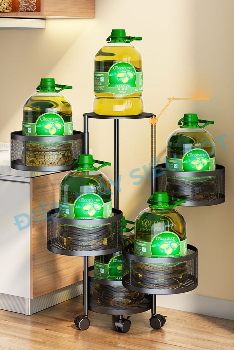 Kệ sắt tròn xoay đa năng K360-A4 4 tầng - Hàng Nhập Khẩu - Chịu Lực 150kg - Hoàn thiện cao cấp bền, khoẻ, chắc chắn