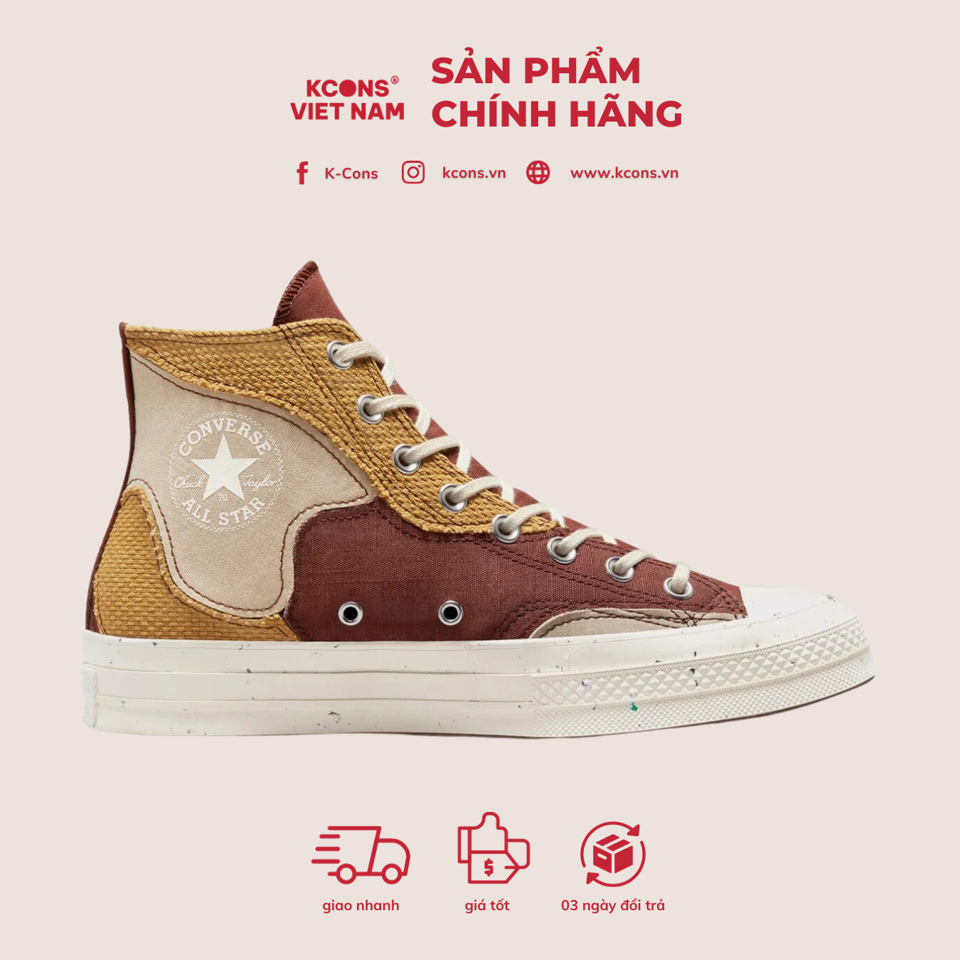 Giày Converse Chuck Taylor 1970 Craft Mix Cổ Cao A02751C