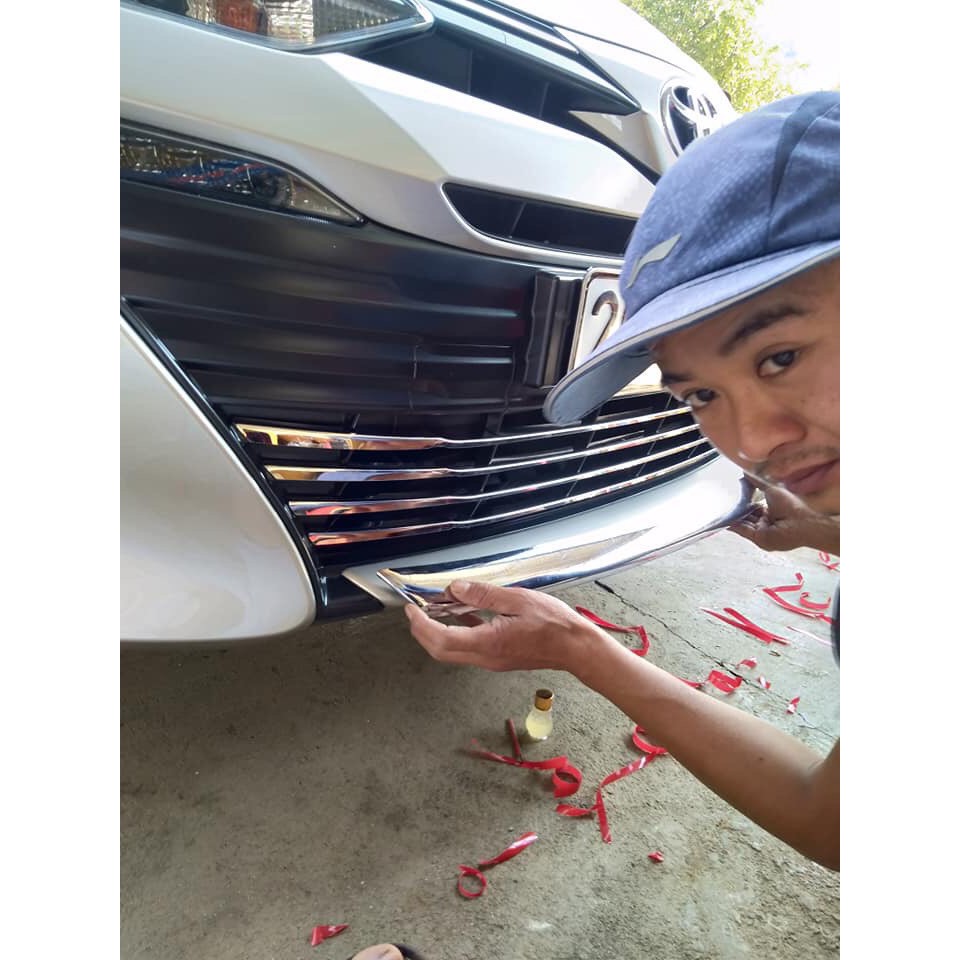 Ốp trang trí mặt ca lăng xe TOYOTA VIOS 2019- 2022, ốp mặt calang, ca lang dưới xe Vios, inox cao cấp