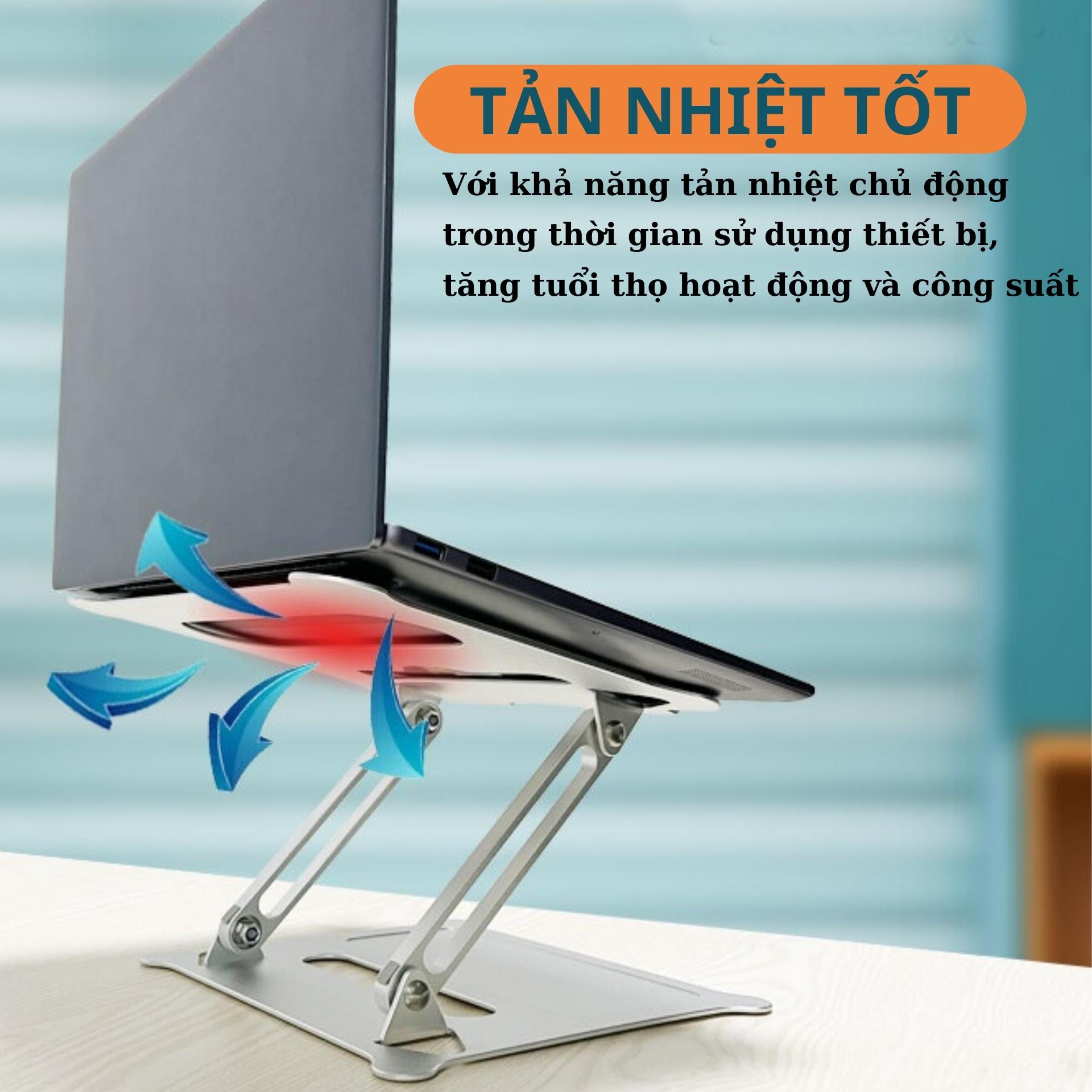 Giá Đỡ Dành Cho iPad, Macbook, Máy Tính, Laptop Hợp Kim Nhôm Cao Cấp. Hỗ Trợ Tản Nhiệt Chống Mỏi Cổ, Vai, Gáy - Hàng Chính Hãng