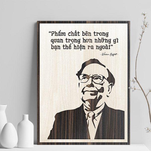 Tranh gỗ decor truyền cảm hứng"Warren Buffett - Phẩm chất bên trong quan trọng hơn những gì bạn thể hiện ra ngoài"