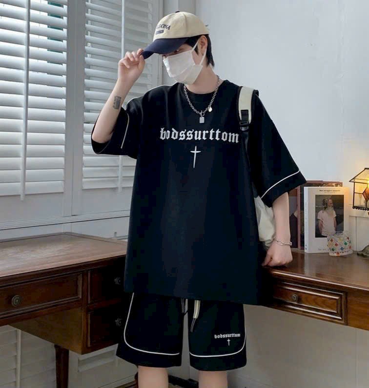Bộ thể thao nam nữ chất liệu tổ ong loại 1 form unisex quần trên gối, [FREESHIP] Sét Đồ Bộ Thun Bao Đẹp Mang Cá Tính Kèm Họa Tiết Dấu Cộng Giữa, Bộ Quần Áo Thể Thao Nam Nữ mặc nhà Mùa Hè Unisex, Hình Thêu Sắc Nét, Phong Cách Cao Cấp