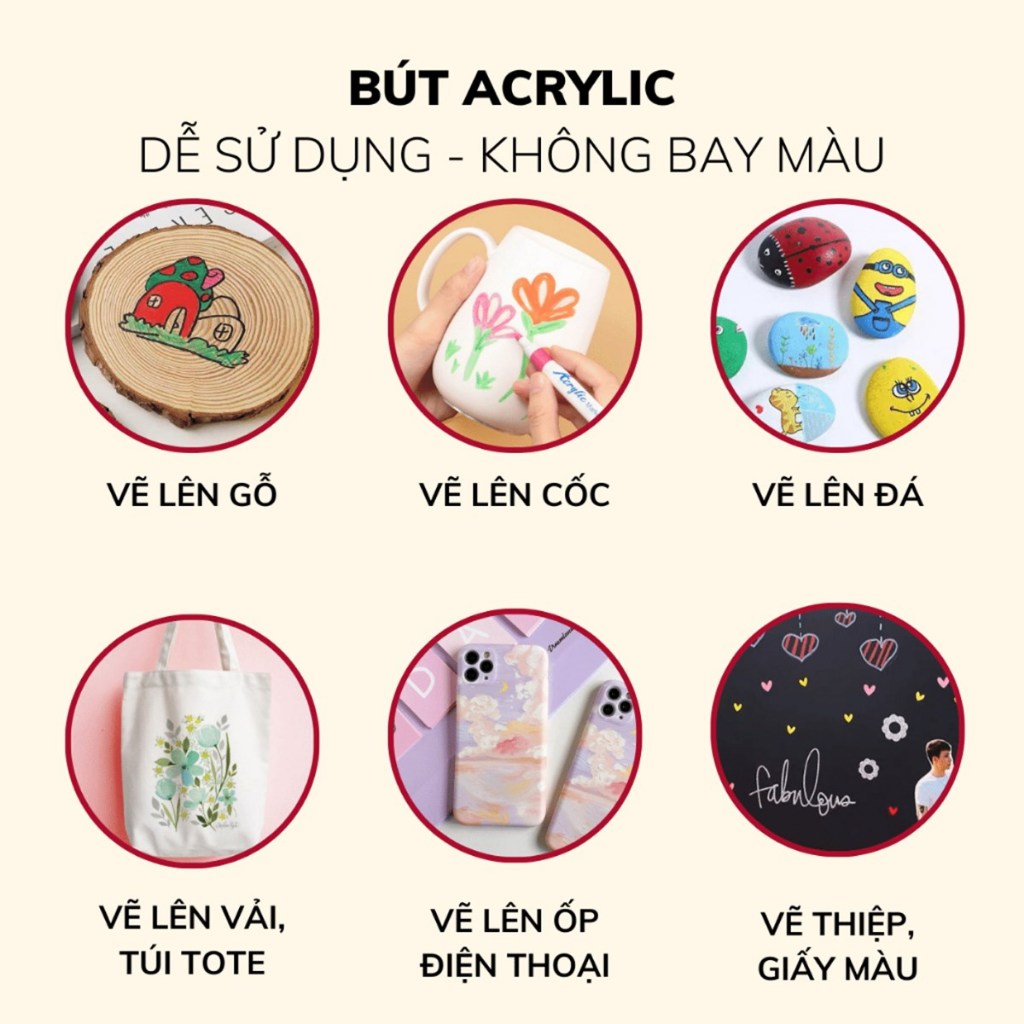 Bộ Bút Màu Acrylic Marker 12/24/36/48/60 Bút Cao Cấp Màu Sắc Tươi Sáng - Bút Lông Màu Dành Cho Mọi Lứa Tuổi Vẽ Được Trên Mọi Chất Liệu Bề Mặt