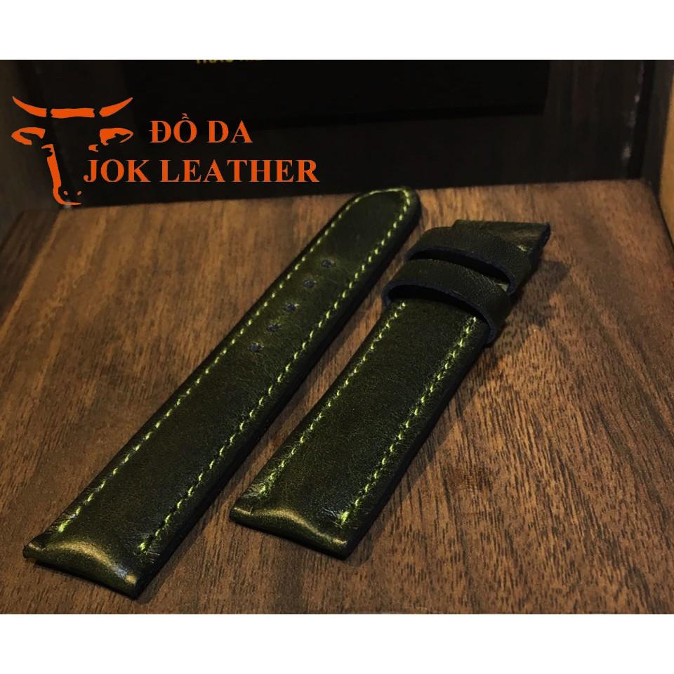 Dây Da Đồng Hồ Jok Leather màu xanh rêu tặng kèm khóa