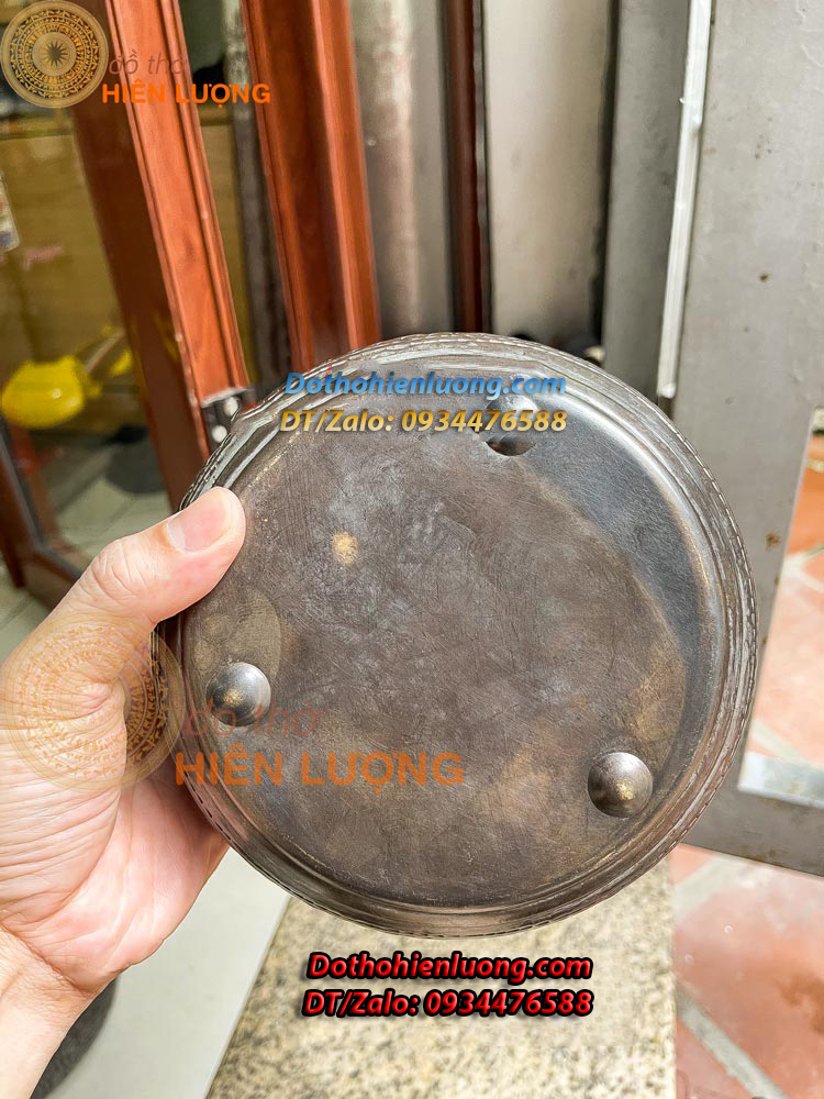 Cơi Đựng Trầu - Âu Trầu Hoa Văn Màu Đen Giả Cổ Bằng Đồng Nguyên Chất Các Cỡ - Đồ Thờ Hiên Lượng