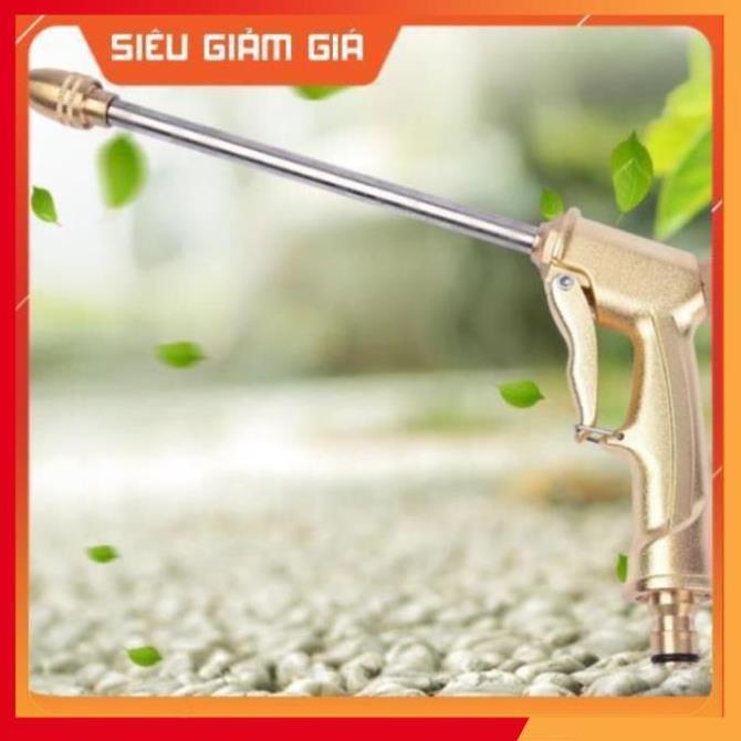 Bộ dây vòi xịt nước rửa xe, tưới cây . tăng áp 3 lần, loại 7m, 10m 206701-3 đầu đồng, cút,nối nhựa vàng