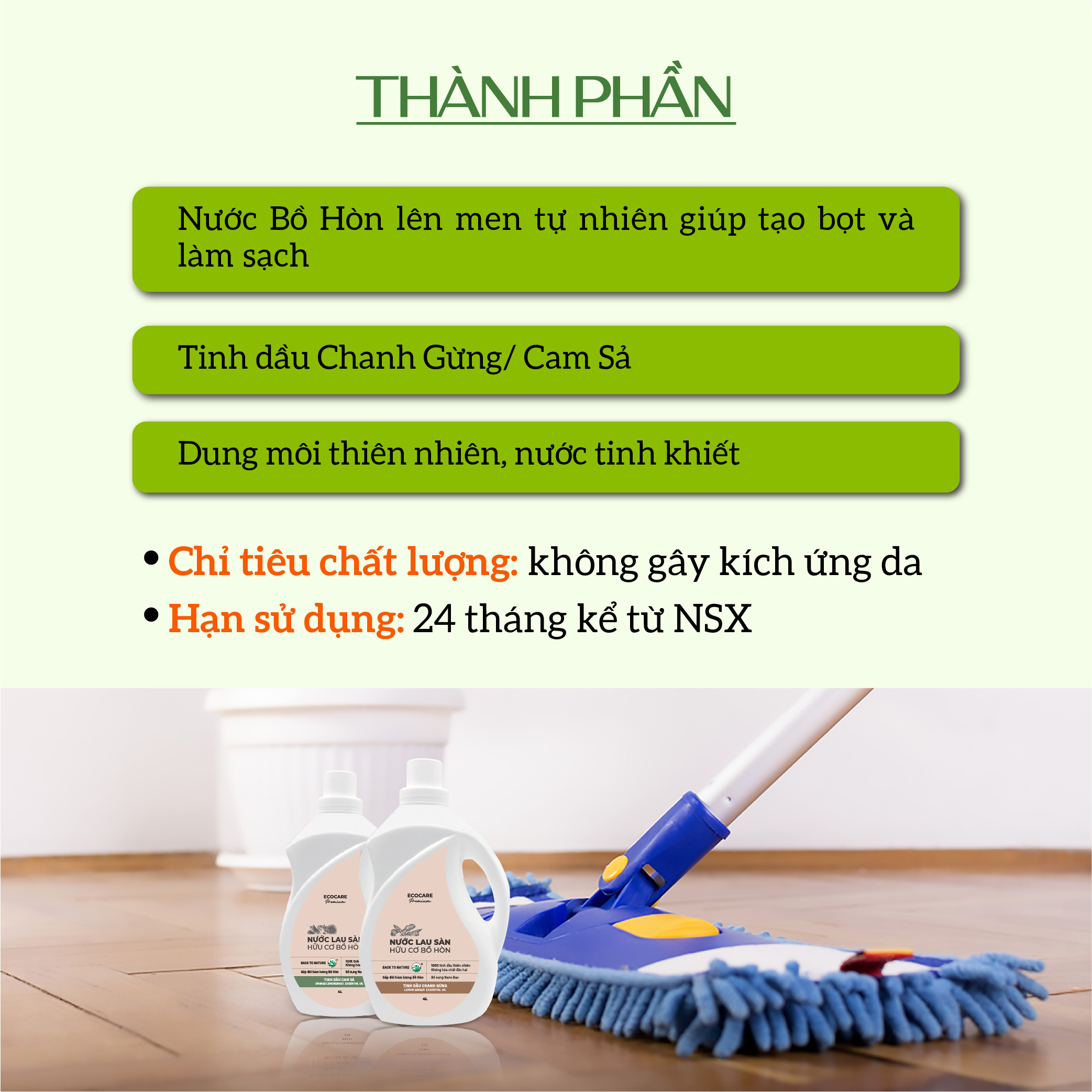 Nước Lau Sàn Hữu Cơ Bồ Hòn ECOCARE 1000ml-4000ml Hương Cam Sả/Chanh Gừng Đuổi Muỗi Đuổi Côn Trùng, Khử Mùi Hiệu Quả