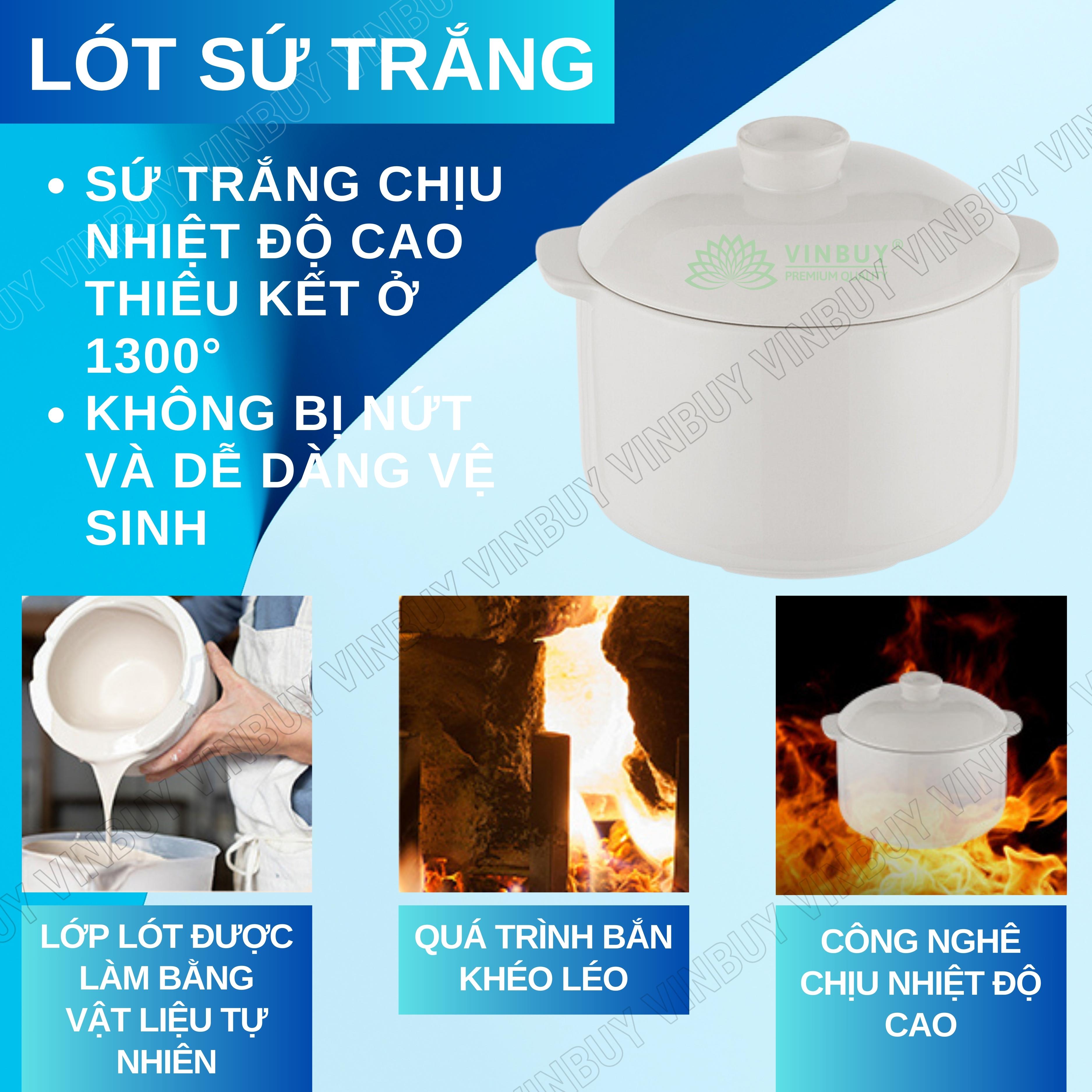 Nồi chưng yến, nồi nấu chậm, nồi tiềm thuốc bắc, nồi nấu cháo cho bé giữ trọn chất dinh dưỡng, dung tích 1 lít, công suất 200W - Hàng chính hãng VINBUY