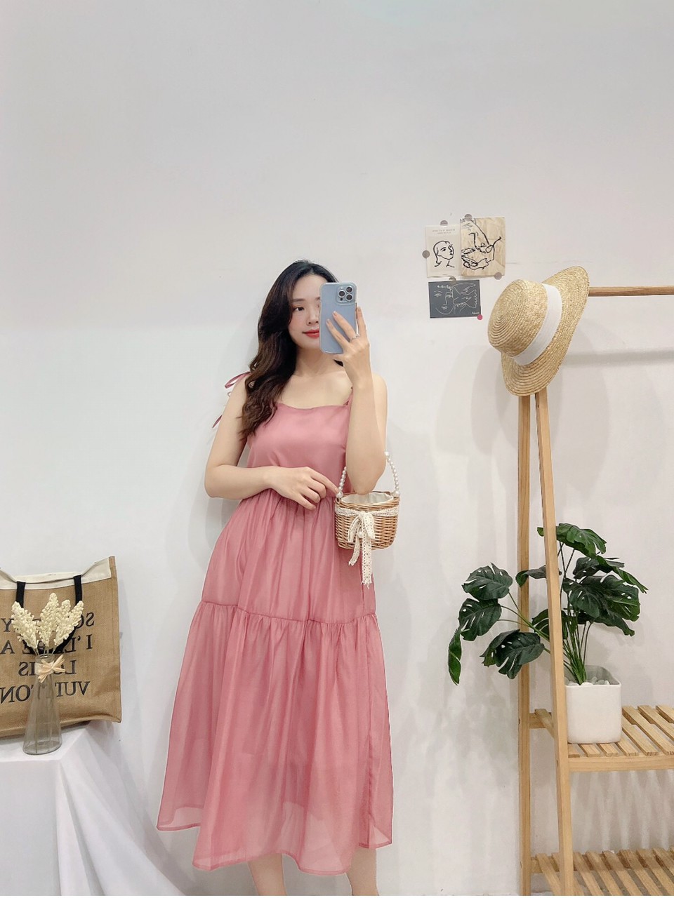 Đầm babydoll 2 dây suông rộng, Váy yếm babydoll hai dây Cao Cấp form rộng, nữ tính mát mẻ MiNhi