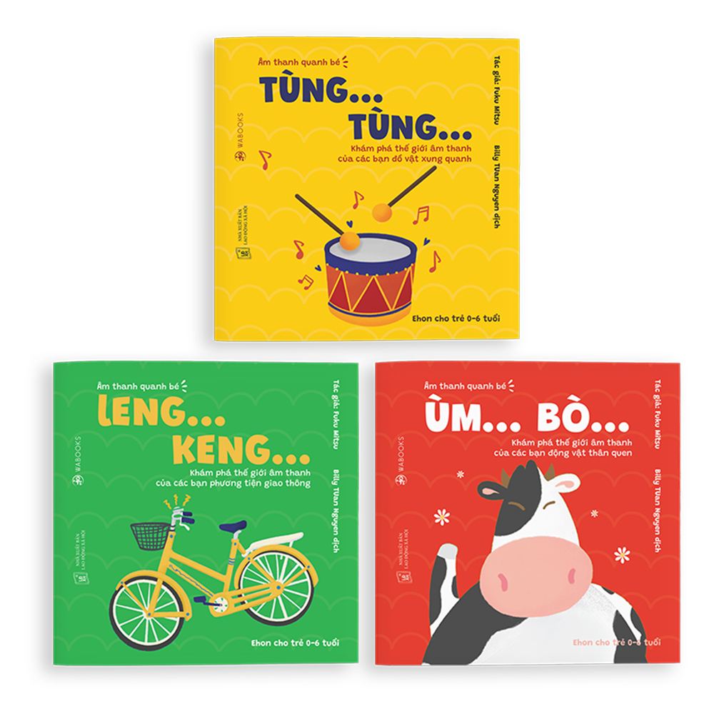 Combo 3 cuốn truyện tranh Ehon Nhật Bản - Ehon Âm thanh quanh bé (Leng Keng, Ùm Bò, Tùng Tùng) - Dành cho trẻ 0-6 tuổi