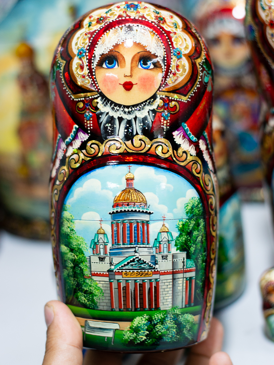 BỘ BÚP BÊ NGA MATRYOSHKA 10 LỚP CAO 26CM CAO CẤP HOA VĂN "PHONG CẢNH SAINT PETERSBURG" CỰC ĐẸP VÀ SANG TRỌNG