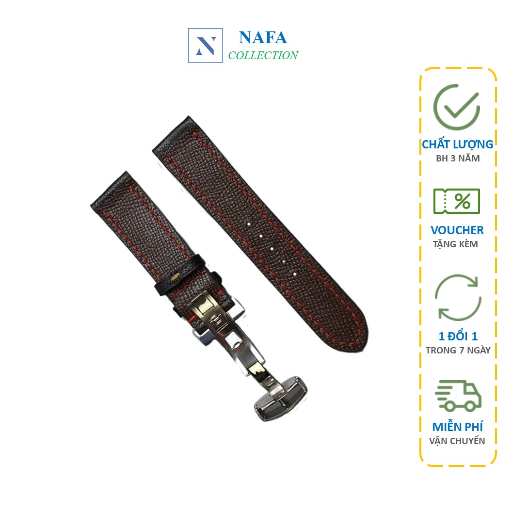 Dây đồng hồ da Epsom NAFA AL106 khóa bướm sang trọng, thời trang cao cấp - BH 3 năm