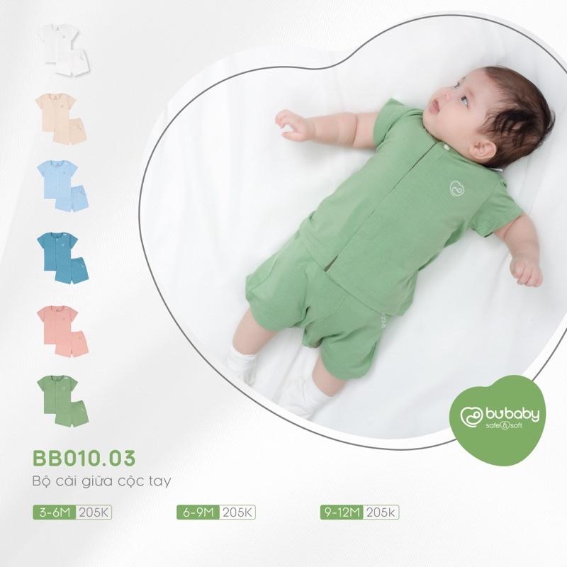 Bộ cộc tay Cài giữa sợi tre Bambus BU cho bé từ 3M đến 12M