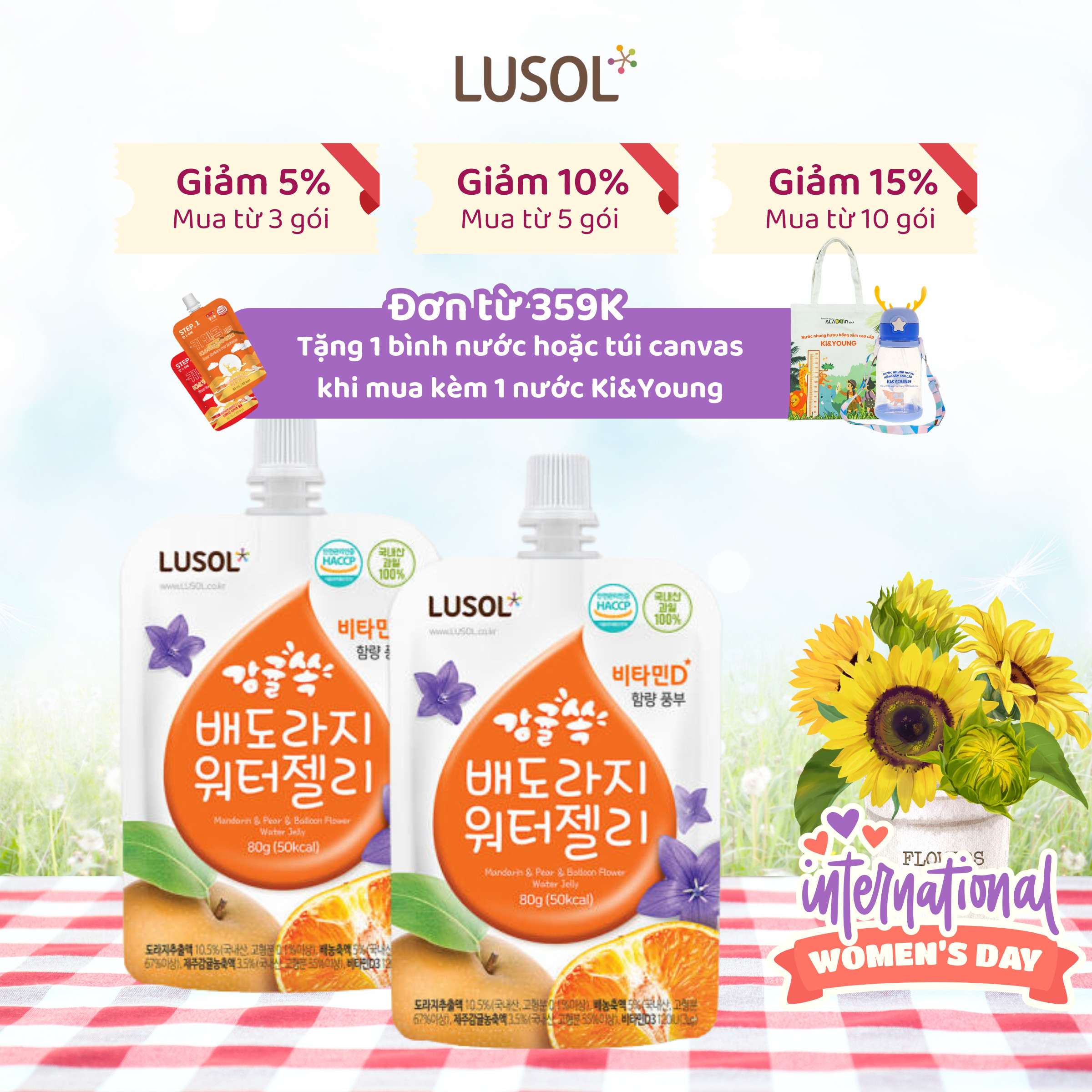 Nước thạch Lê, Quýt, Rễ hoa chuông đen Lusol cho bé từ 12 tháng tuổi - ALADDINVINA