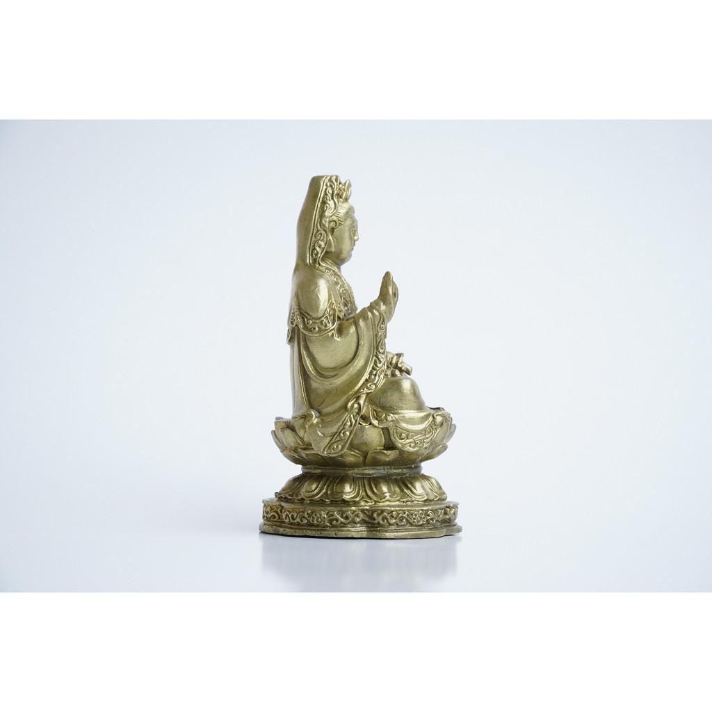 Tượng Phật Quán Thế Âm Bồ Tát bằng đồng ngồi - Cao 10cm