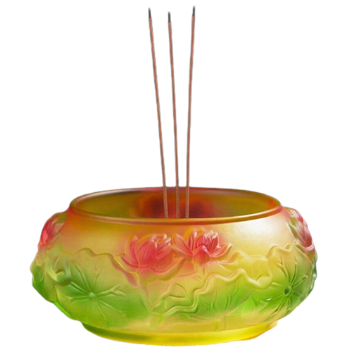 Lư Hương Lưu Ly Hoa Sen Nổi Rất Đẹp,Lư Tụ Thuỷ(đường kính 16.9cm
