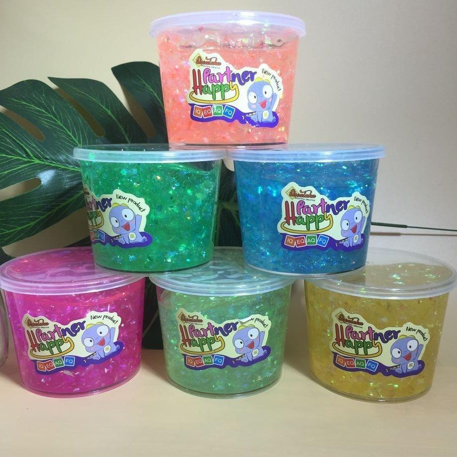 Slime âu to tròn 200ML nhũ kim tuyến giấy 9 màu cực đẹp Đồ chơi hũ slam chất nhờn ma quái squishy
