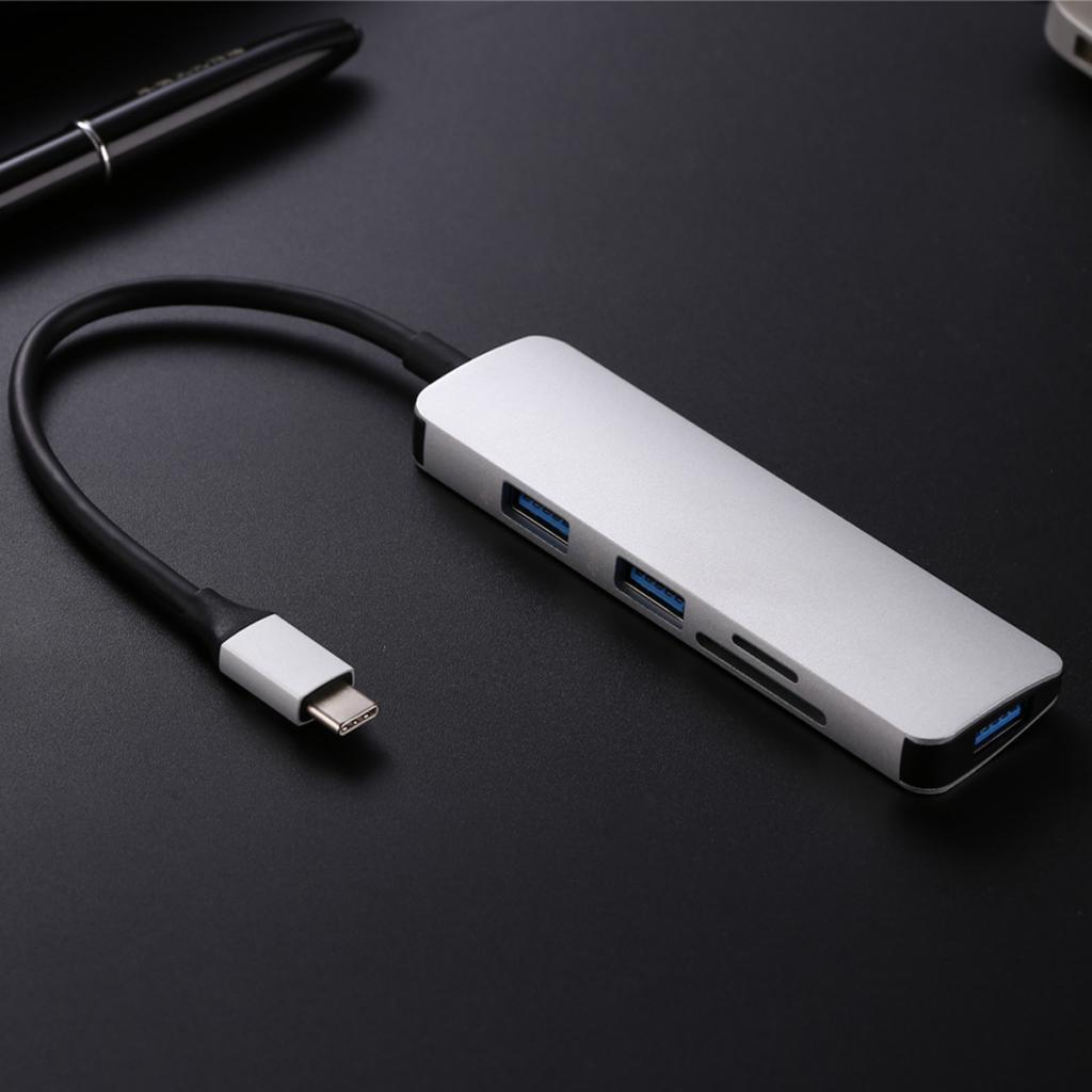 USB Hub Adapter, Type-C to USB 3.0 Converter and Card Reader for SD TF For