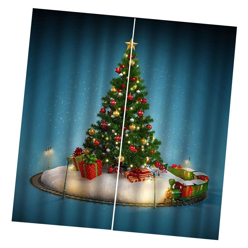 2pcs/ Christmas Living Room Bedroom Window Drapes Decor Curtains
