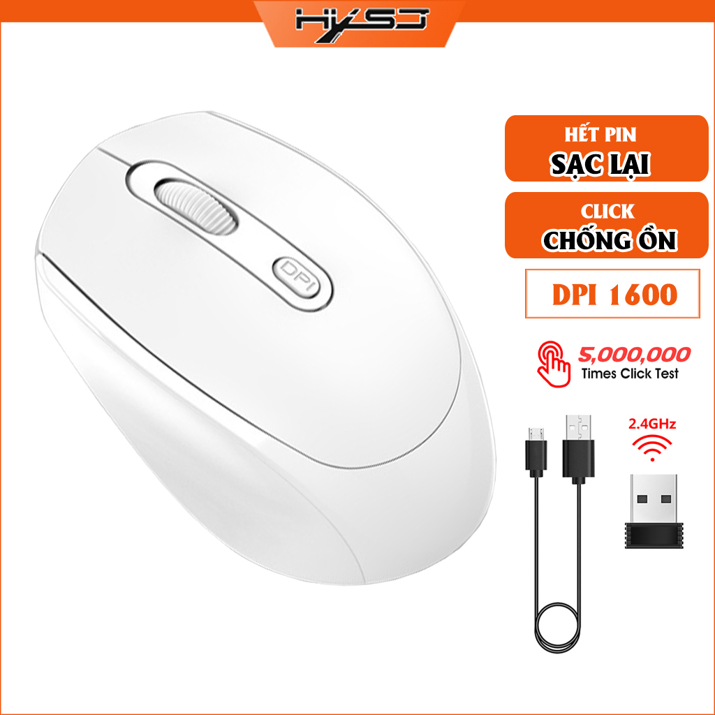 Chuột không dây HXSJ M107 wireless 2.4Ghz sạc pin, chồng ồn, DIP1600 chuyên dùng cho máy tính, laptop, tivi - Hàng chính hãng