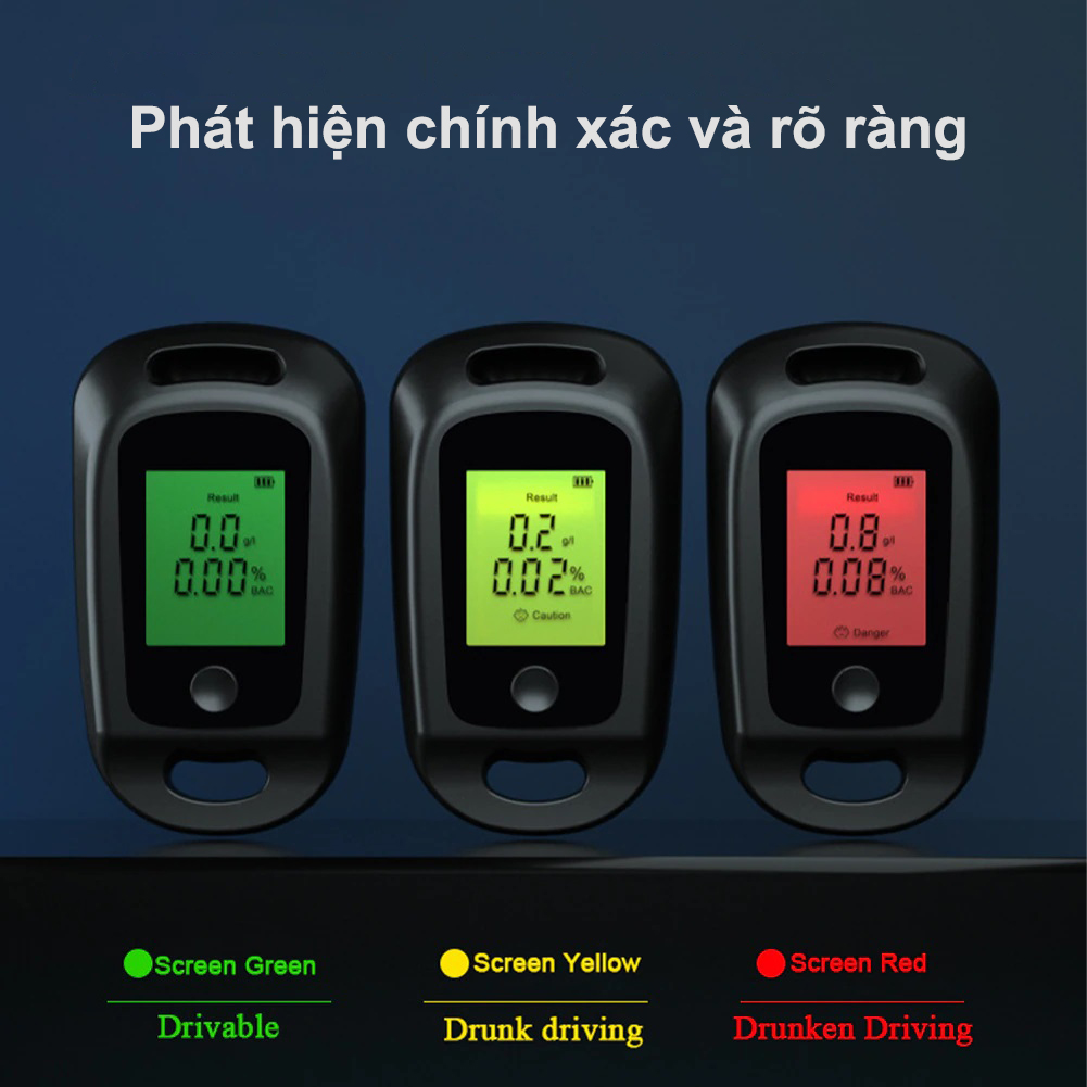 Máy Đo Nồng Độ Cồn - Kiêm Móc Khóa Oto - Độ Chính Xác Tuyệt Đối - Bảo Hành 12 Tháng