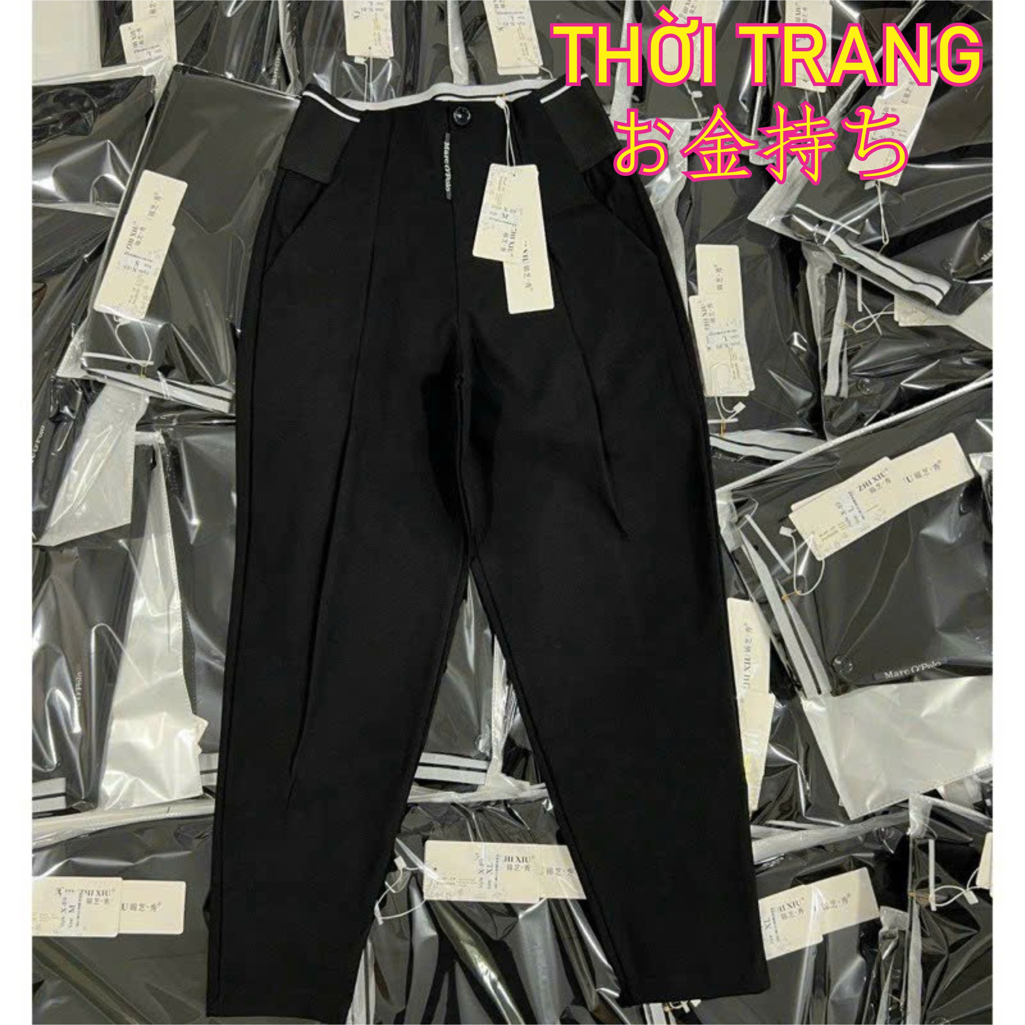 Quần bom nữ, quần baggy thiết kế cạp cao phối túi 2 bên chất liệu umi hàn loại 1 co giãn 4 chiều lưng thun co giãn