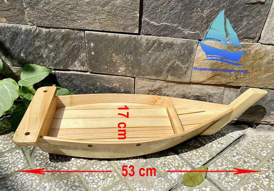Khay Thuyền Gỗ 55cm trang trí lẩu, hải sản và thực phẩm tươi sống