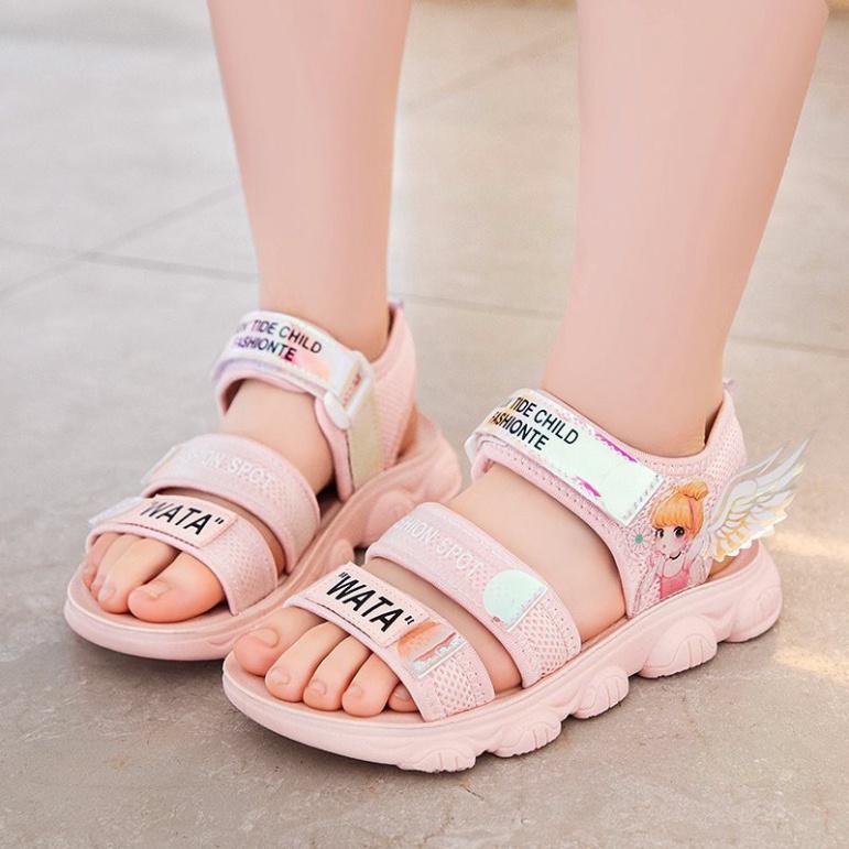 Cho Bé Sandal cho bé gái - giày đi học bé gái ( Mẫu mới nhất in hình công chúa ) HQS59