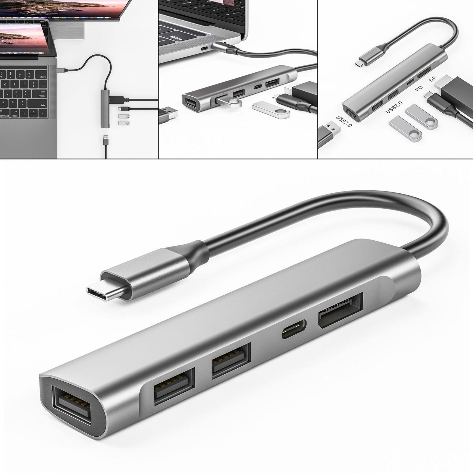 USB C Hub PD 60W Accs USB 2.0 5 in 1 8K/6K/5K/4K 60Hz for Laptop Charging PC