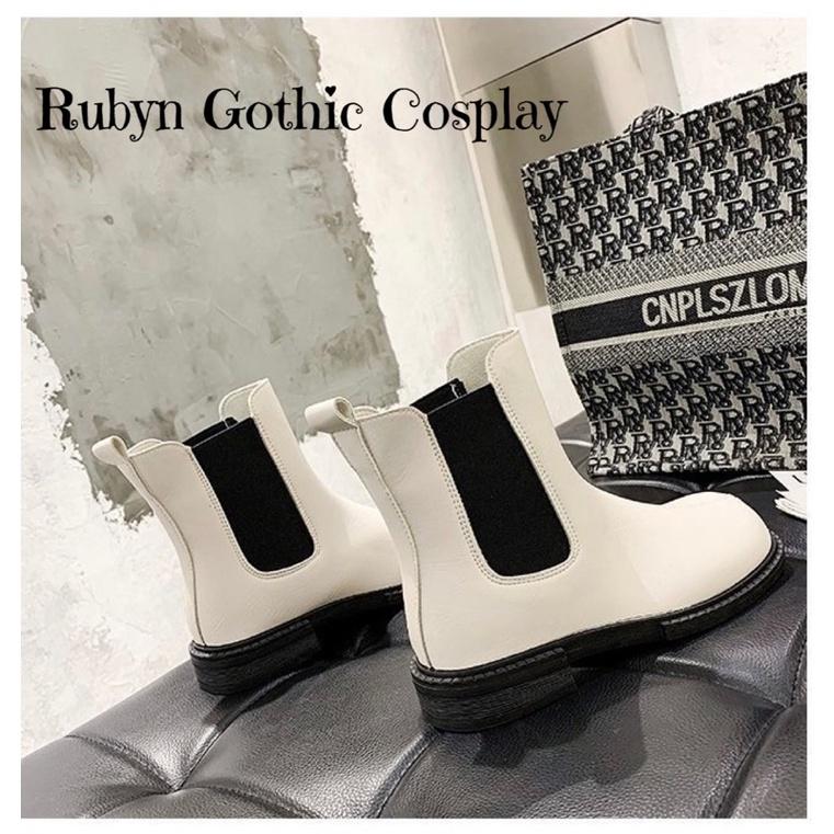 Giày Boots Chelsea Cổ Lửng 2 màu trắng đen ( size: 35-40)