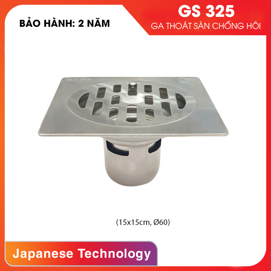 Ga thoát sàn chống hôi Inox - Phi (Φ) 60 GS325